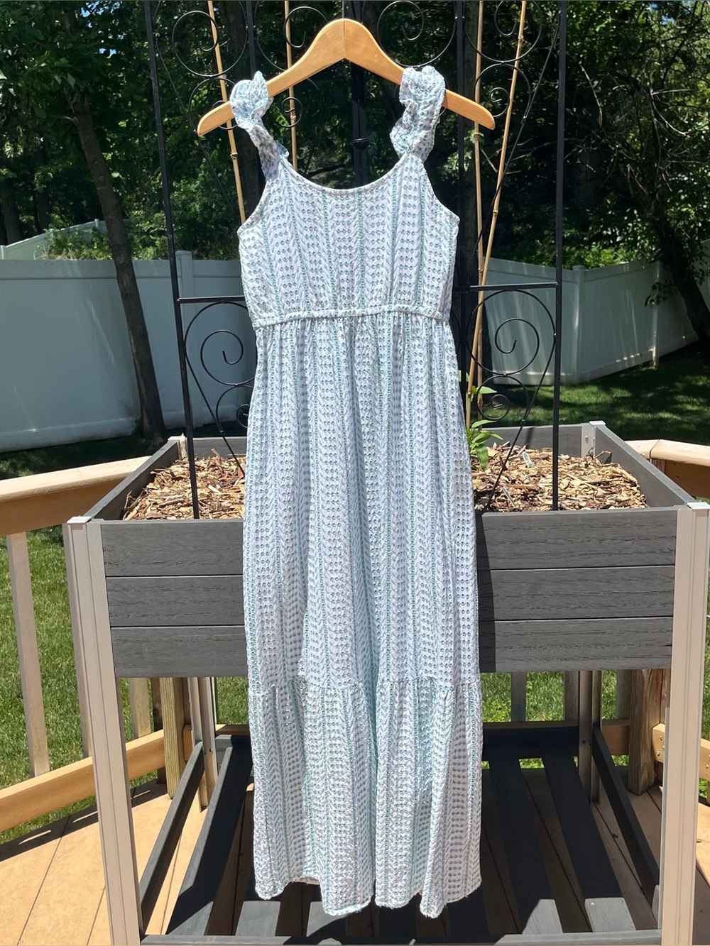 Jessica Simpson Women’s Eyelet Tiered Ruffles Boho Cottage Maxi Dress Size S